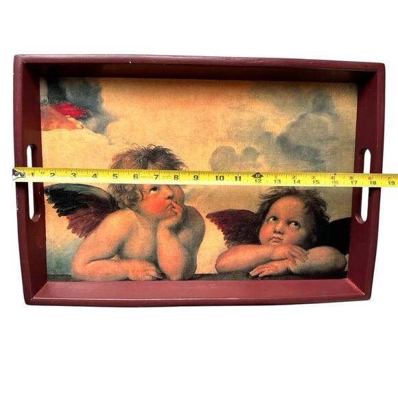 Solid Sturdy Bar Tray Angel Antique Style Raphael Sistine Cherubs Serveware READ - Picture 9 of 12
